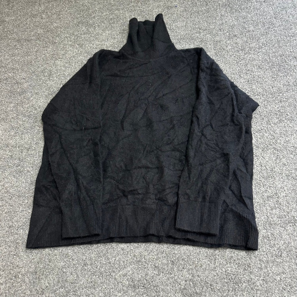 L.L.Bean Sweater Womens 3X Black Cashmere Turtleneck Long Sleeve Relaxed Knit